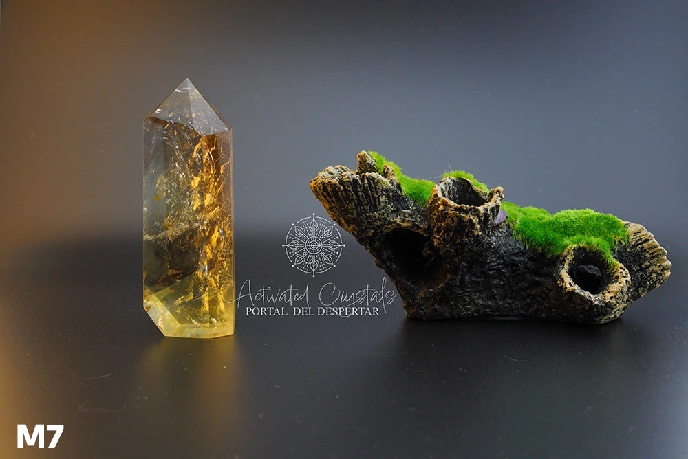 Torre de Citrino Dorado Ahumado Manifestador. Cristales activados para la abundancia, prosperidad y protección. Cuarzo natural | Pieza Única