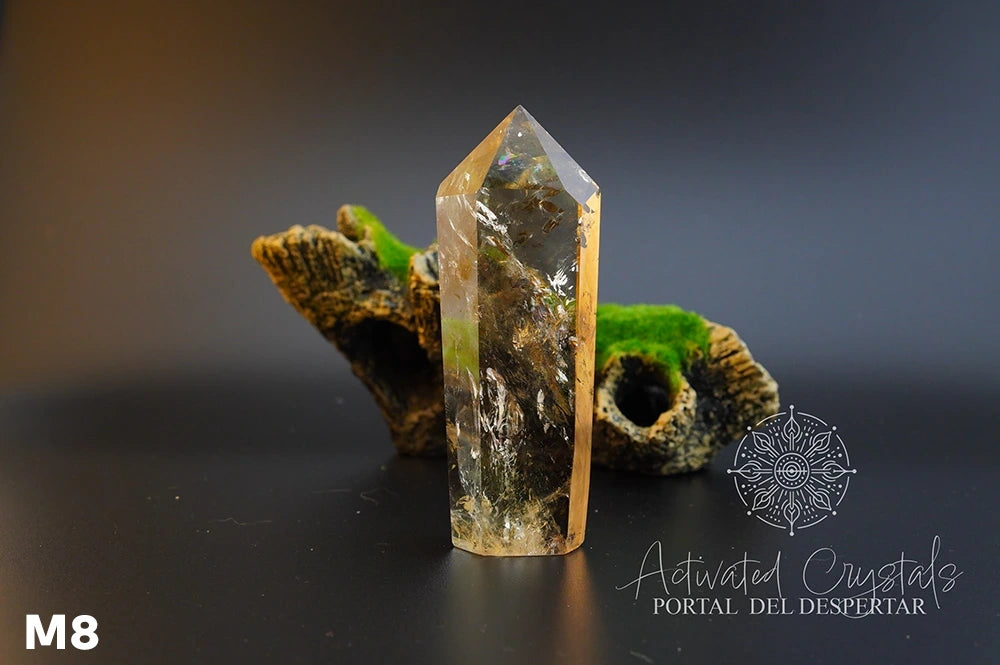 Torre de Citrino Dorado Ahumado Manifestador. Cristales activados para la abundancia, prosperidad y protección. Cuarzo natural | Pieza Única