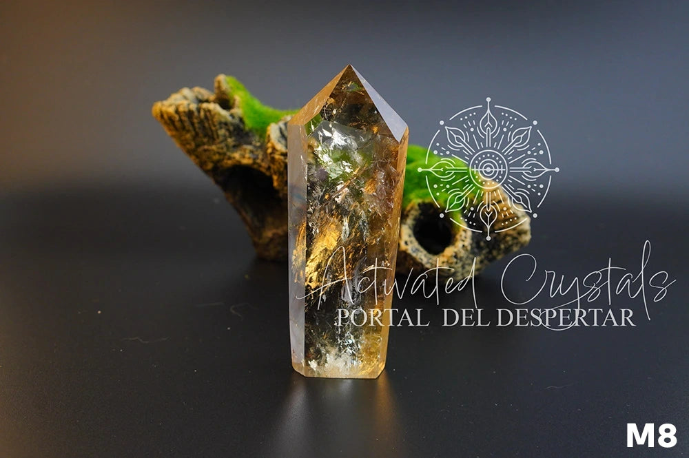 Torre de Citrino Dorado Ahumado Manifestador. Cristales activados para la abundancia, prosperidad y protección. Cuarzo natural | Pieza Única