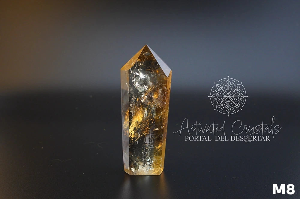 Torre de Citrino Dorado Ahumado Manifestador. Cristales activados para la abundancia, prosperidad y protección. Cuarzo natural | Pieza Única