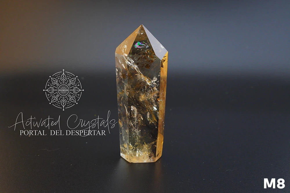Torre de Citrino Dorado Ahumado Manifestador. Cristales activados para la abundancia, prosperidad y protección. Cuarzo natural | Pieza Única