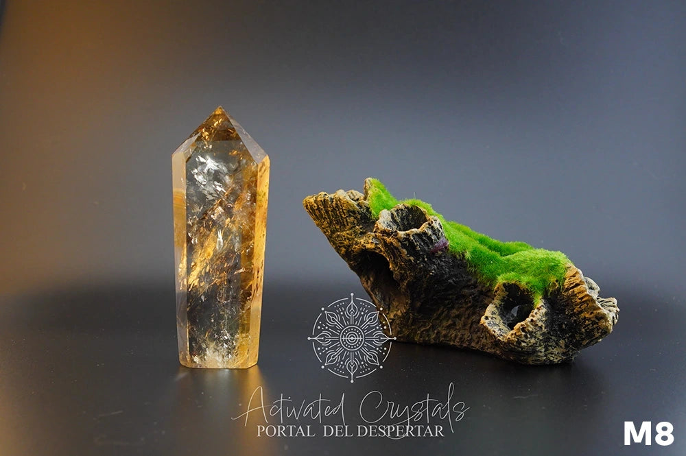Torre de Citrino Dorado Ahumado Manifestador. Cristales activados para la abundancia, prosperidad y protección. Cuarzo natural | Pieza Única
