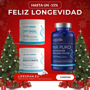 Combo Longevidad LifeXpan® | NR Puro 60 + Magnesio Bisglicinato + Optimal | Aumenta NAD+, Vitalidad, Sueño Reparador y Sistema Inmune | 3 Suplementos Premium