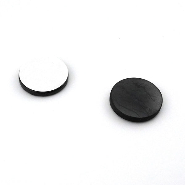 Shungita x4 Placas de 25 mm para Teléfono Móvil con Adhesivo Circular | Protección EMF y Equilibrio | LifeXpan Quantum Shield