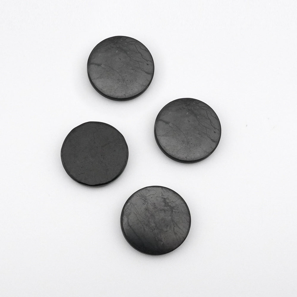 Shungita x4 Placas de 25 mm para Teléfono Móvil con Adhesivo Circular | Protección EMF y Equilibrio | LifeXpan Quantum Shield
