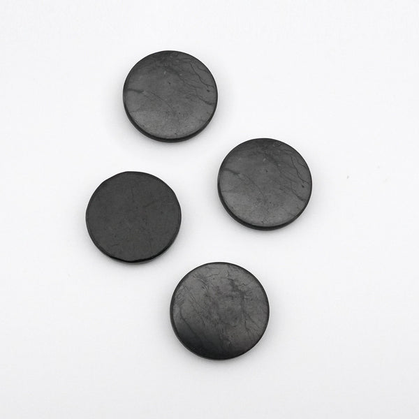 Shungita x4 Placas de 25 mm para Teléfono Móvil con Adhesivo Circular | Protección EMF y Equilibrio | LifeXpan Quantum Shield