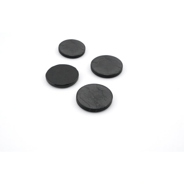 Shungita x4 Placas de 25 mm para Teléfono Móvil con Adhesivo Circular | Protección EMF y Equilibrio | LifeXpan Quantum Shield