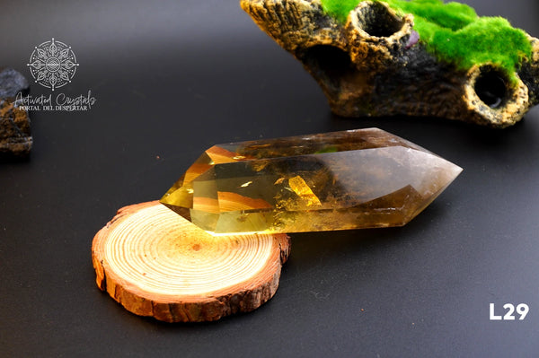 Gran Citrino Maestro de Doble Punta | Activado y programado para la Abundancia, la manifestación, la limpieza y la protección del aura Cuarzo natural | Pieza Única