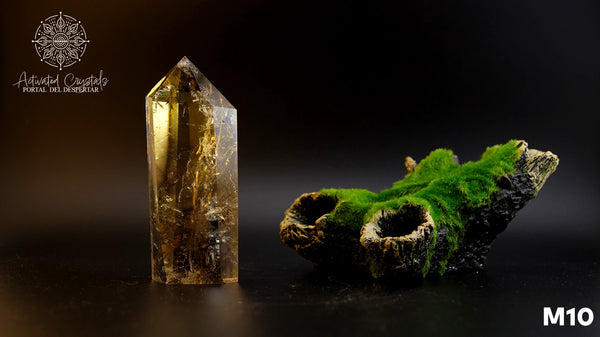 Torre de Citrino Dorado Ahumado Manifestador. Cristales activados para la abundancia, prosperidad y protección. Cuarzo natural | Pieza Única