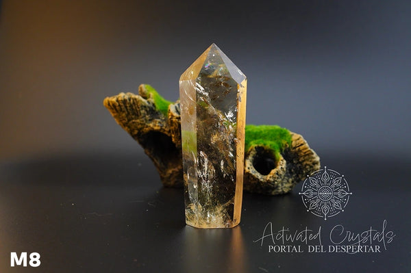 Torre de Citrino Dorado Ahumado Manifestador. Cristales activados para la abundancia, prosperidad y protección. Cuarzo natural | Pieza Única