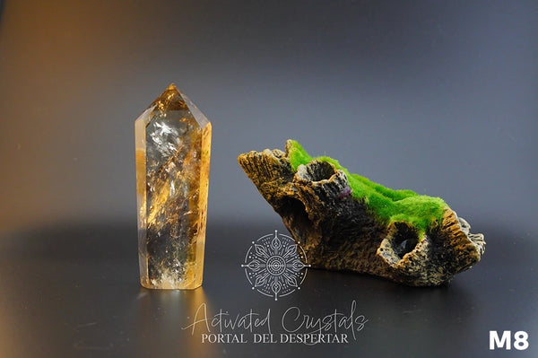 Torre de Citrino Dorado Ahumado Manifestador. Cristales activados para la abundancia, prosperidad y protección. Cuarzo natural | Pieza Única