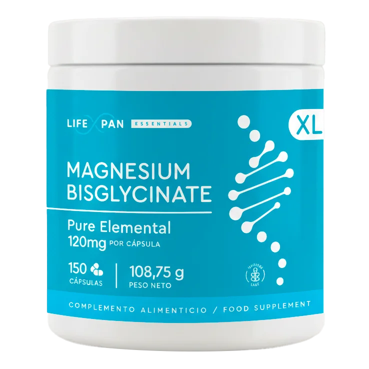 LifeXpan® Bisglicinato de Magnesio XL - 120 mg Puro Elemental | Energía, Estrés y Sueño Reparador | 150 Cápsulas Veganas