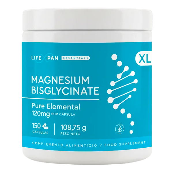 LifeXpan® Bisglicinato de Magnesio XL - 120 mg Puro Elemental | Energía, Estrés y Sueño Reparador | 150 Cápsulas Veganas