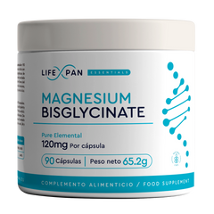 LifeXpan® Bisglicinato de Magnesio – Alta Biodisponibilidad y Absorción Suave - 120 mg Elementales por Cápsula | 90 Cápsulas Veganas