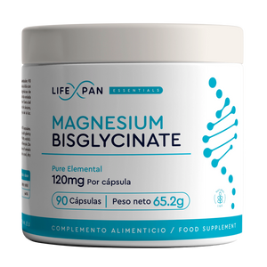 LifeXpan® Bisglicinato de Magnesio – Alta Biodisponibilidad y Absorción Suave - 120 mg Elementales por Cápsula | 90 Cápsulas Veganas