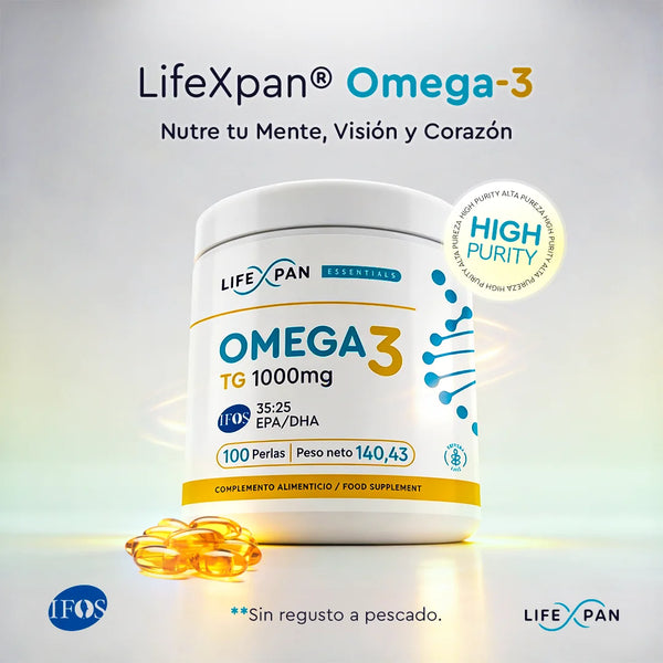 LifeXpan® Omega 3 Ultra Puro IFOS® – 1000 mg | Alta concentración 35% EPA + 25% DHA con Vitamina E | 100 perlas