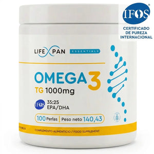 LifeXpan® Omega 3 Ultra Puro IFOS® – 1000 mg | Alta concentración 35% EPA + 25% DHA con Vitamina E | Anchoveta Peruana | 100 perlas