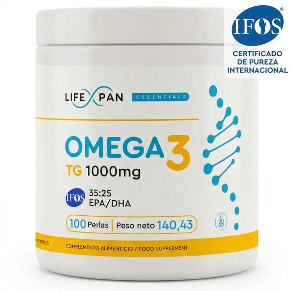 LifeXpan® Omega 3 Ultra Puro IFOS® – 1000 mg | Alta concentración 35% EPA + 25% DHA con Vitamina E | Anchoveta Peruana | 100 perlas