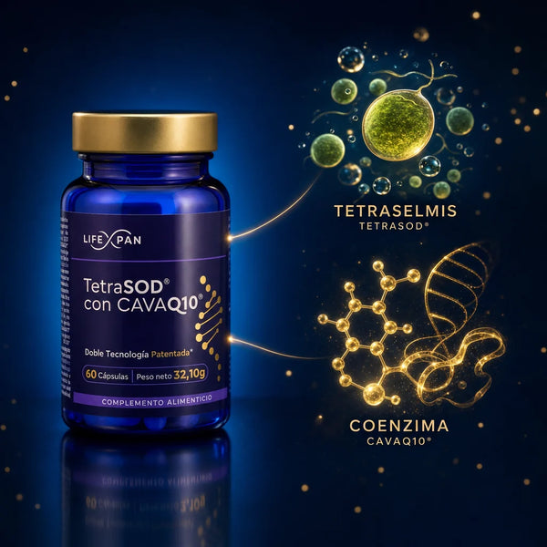 NUEVO* LifeXpan® CavaQ10® + TetraSOD® – Doble Patente de Alta Absorción (18× Biodisponibilidad) y Defensa Antioxidante Celular (30x SOD) | 60 Cápsulas Veganas