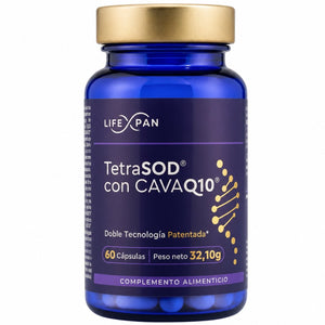 NUEVO* LifeXpan® CavaQ10® + TetraSOD® – Doble Patente de Alta Absorción (18× Biodisponibilidad) y Defensa Antioxidante Celular (30x SOD) | 60 Cápsulas Veganas