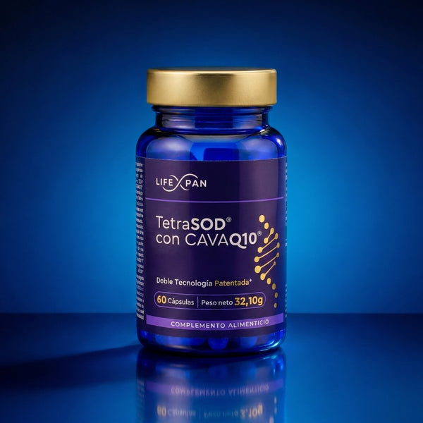 NUEVO* LifeXpan® CavaQ10® + TetraSOD® – Doble Patente de Alta Absorción (18× Biodisponibilidad) y Defensa Antioxidante Celular (30x SOD) | 60 Cápsulas Veganas