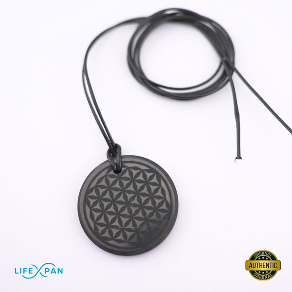 [Nuevo] Colgante Shungita Flor de la Vida | Hecho a Mano | Protección EMF y Equilibrio | LifeXpan Quantum Shield