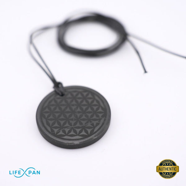[Nuevo] Colgante Shungita Flor de la Vida | Hecho a Mano | Protección EMF y Equilibrio | LifeXpan Quantum Shield