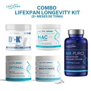 Combo LifeXpan Longevity Kit | Pack Avanzado de Longevidad, Energía Celular y Protección Integral | 5 Suplementos Premium | 60+ Días