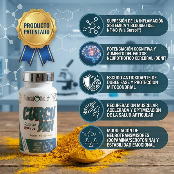 Curcumin Cursol® + Bioperine® Producto Patentado con Jengibre y Vitamina C | Cúrcuma de Alta Biodisponibilidad  beneficios