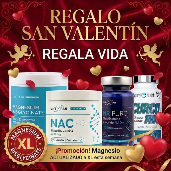 ¡Pack San Valentín! - REGALA VIDA – NR Puro 60 (NAD+) + NAC + Curcumina Cursol® + Bisglicinato de Magnesio XL | Energía, Antioxidación y Longevidad Celular | 4 Suplementos Premium Sinérgicos (Copia)