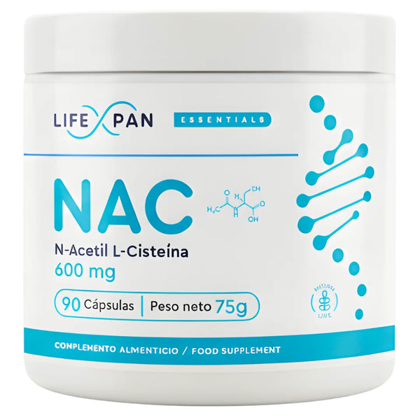 LifeXpan® NAC 600 mg – N-Acetilcisteína de Alta Pureza – 90 Cápsulas Vegetales | Precursor de Glutatión | Antioxidante Avanzado | Sin Gluten, Sin Lactosa | Fabricado en la UE