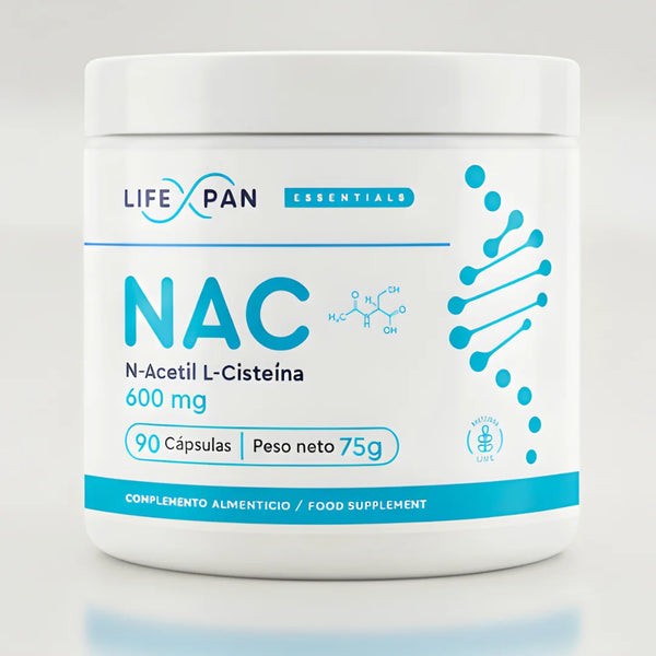 LifeXpan® NAC 600 mg – N-Acetilcisteína de Alta Pureza – 90 Cápsulas Vegetales | Precursor de Glutatión | Antioxidante Avanzado | Sin Gluten, Sin Lactosa | Fabricado en la UE