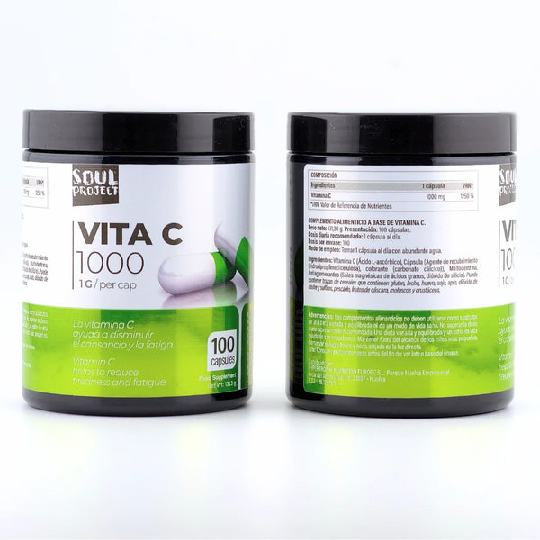 Vitamina C Alta Dosis 1000 mg – 100 Cápsulas | Refuerzo Inmunitario, Antioxidante y Antifatiga