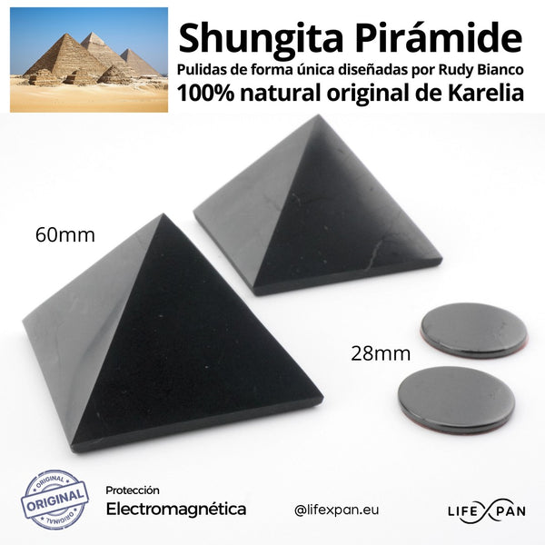 Shungita Pirámide
Pulidas de forma única diseñadas por Rudy Bianco
100% natural original de Karelia