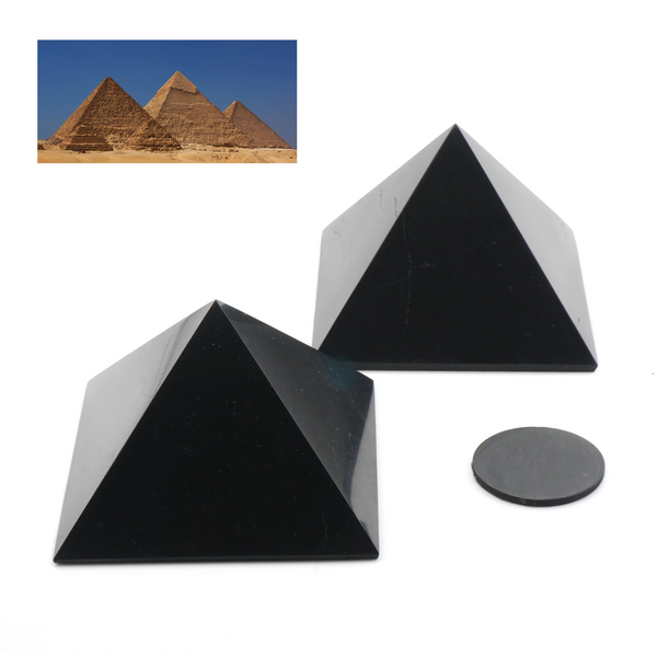 Pack 2 Pirámides Shungita Natural + Protección Móvil - LifeXpan® Quantum Shield