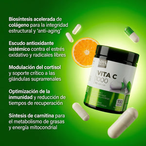 Vitamina C Alta Dosis 1000 mg – 100 Cápsulas | Refuerzo Inmunitario, Antioxidante y Antifatiga