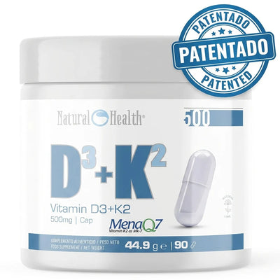 Vitamina D3 + K2 | Patentada MenaQ7® con K2 - Mk-7 | Alta biodisponibilidad y efecto de liberación prolongada| 90 cápsulas