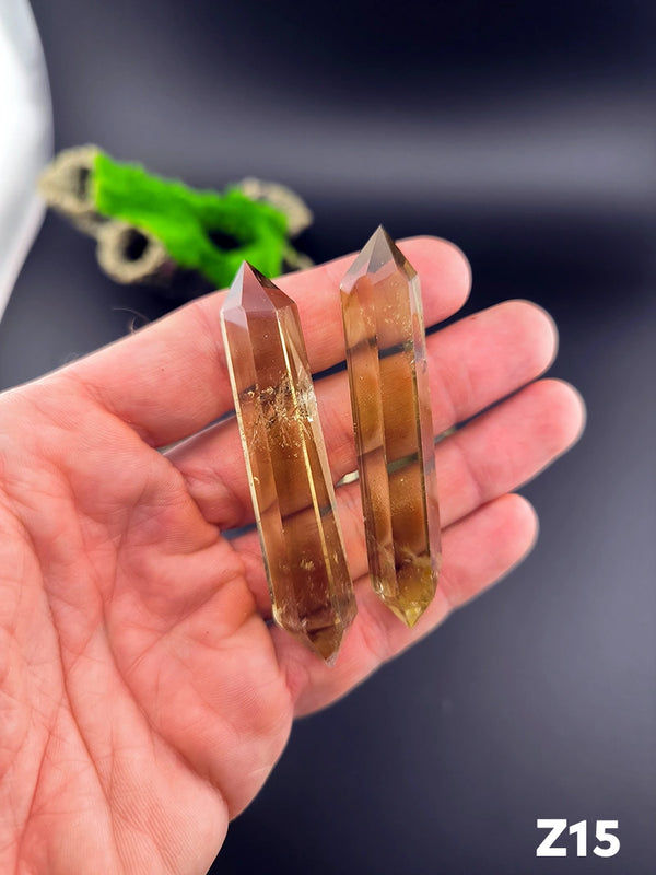 Cuarzo Citrino Ahumado de Doble Punta en Pareja de poder | Abundancia y conexión Cielo Tierra | Cuarzos Naturales Piezas Únicas